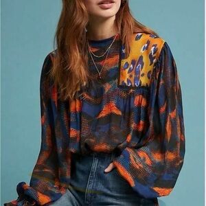 Anthropologie Multicolor Patterned Women's Top